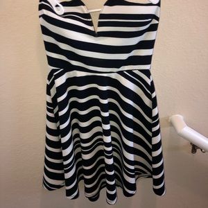 Black and white striped cocktail dress